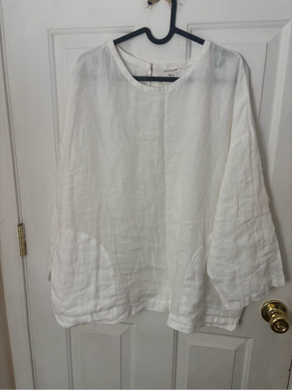 Eileen Fisher White Linen Round-Neck Tunic